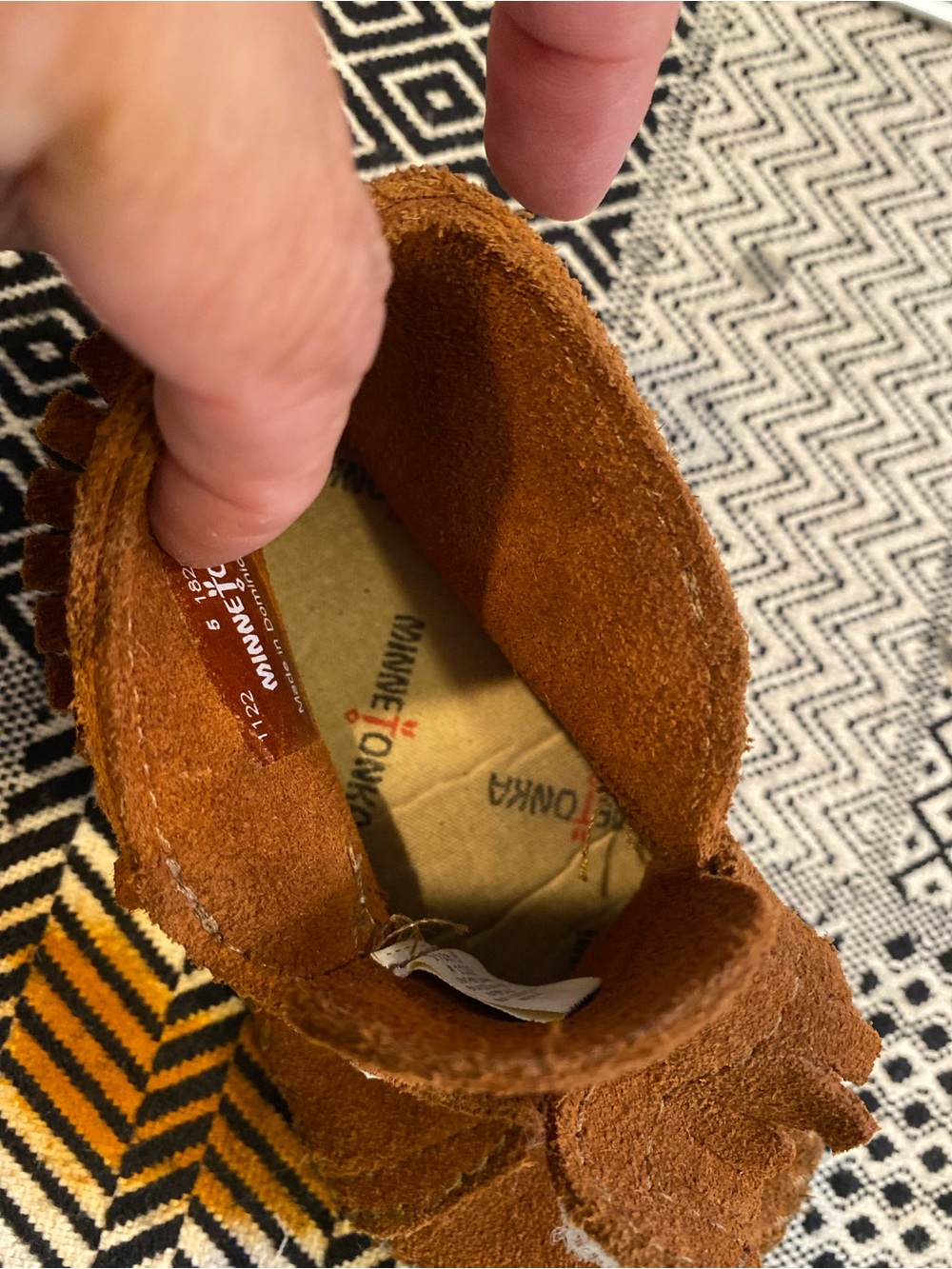 Minnetonka Toddler Chestnut Suede Fringe Moccasins - Picture 9 of 10